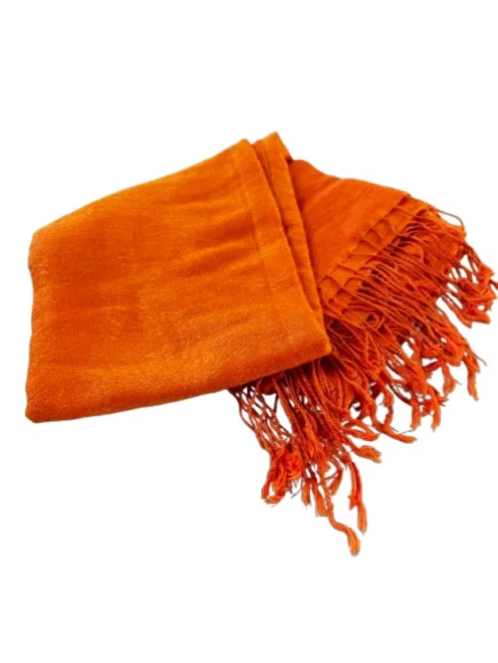 Orange Paskmina Fringe Scarf